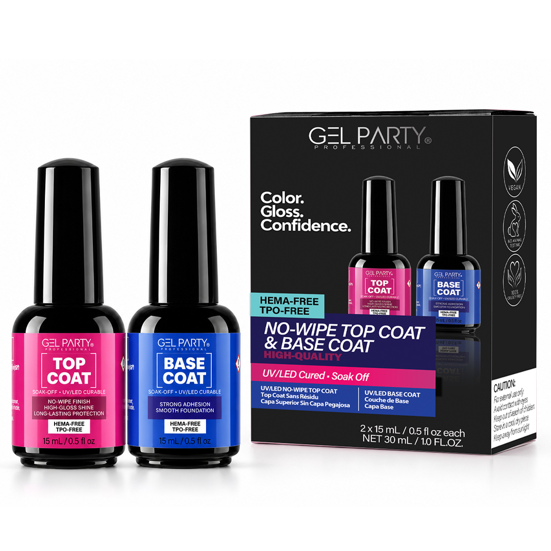 HEMA-Free No-Wipe Top Coat & Base Coat Set – 2 x 15 mL